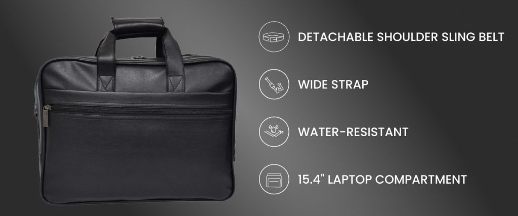 Laptop Messenger Bag/Briefcase With Detachable Strap, Leatherette ...