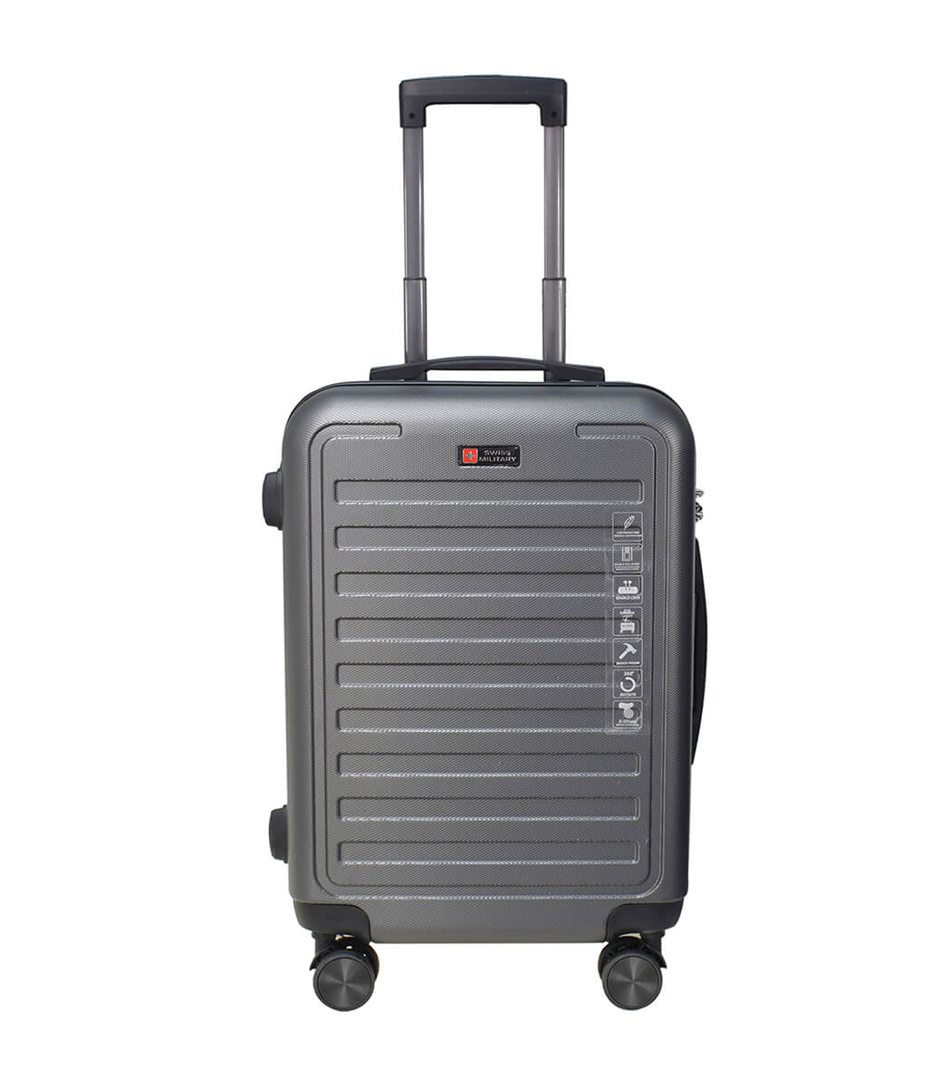 4 Wheeler Grey ABS Hard Case Trolley Bag For Luggage Size 55 Cm