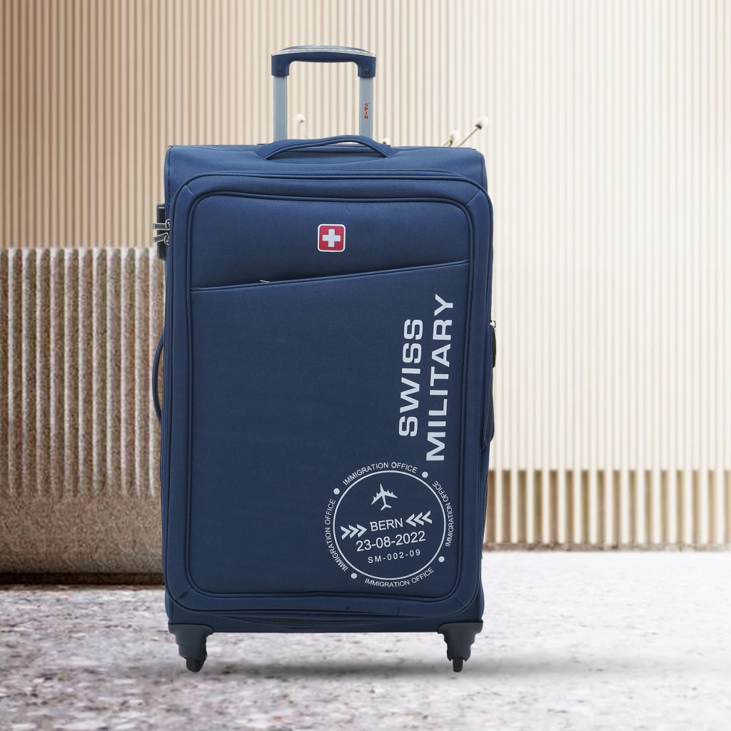 Swiss Military Porton Navy Blue Soft-Sided Luggage Trolley Bag ...