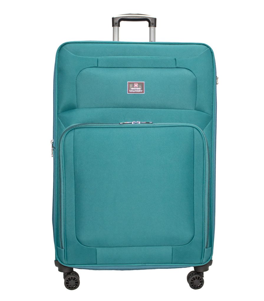 Swiss Military Titanium Teal Soft Trolley Luggage Bag, Polyester, Large ...